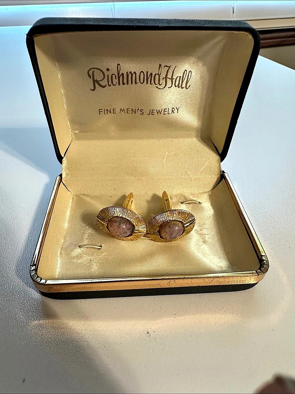 Vintage Richmond Hall Gold-Tone Opal-Look Cufflinks